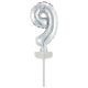 Number Silver, Silver number 9 foil balloon for cake 13 cm