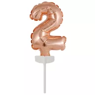 Number Rose Gold number 2 foil balloon for cake 13 cm