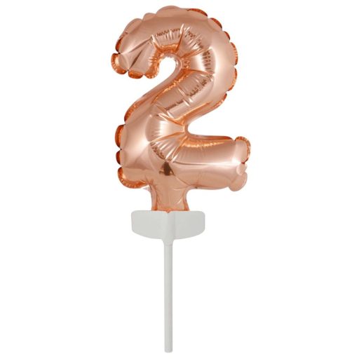 Number Rose Gold number 2 foil balloon for cake 13 cm