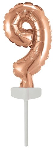 rose gold Number 9 foil balloon for cake 13 cm