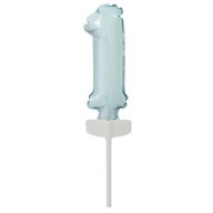   Number Pastel Blue, Blue Number 1 Foil Balloon for Cake 13 cm