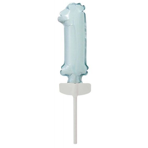 Number Pastel Blue, Blue Number 1 Foil Balloon for Cake 13 cm