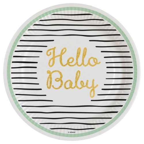 Hello Baby gold paper plate 8 pcs 23 cm