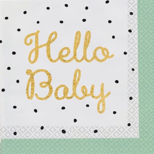 Hello Baby gold napkin 16 pieces 33x33 cm