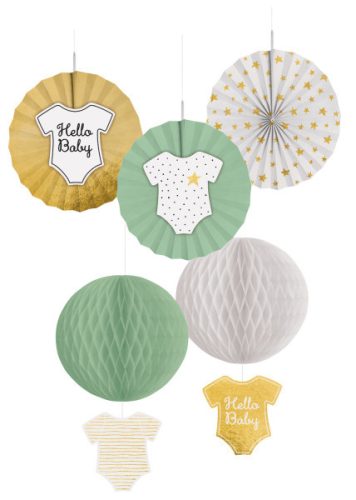 Hello Baby gold hanging decoration 5 pieces