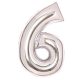 silver, silver Number 6 foil balloon 66 cm