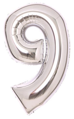 Silver, Silver Number 9 foil balloon 66 cm