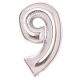Silver, Silver Number 9 foil balloon 66 cm