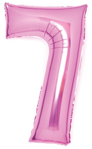 pink, Pink Number 7 foil balloon 66 cm