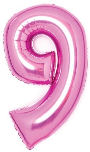pink, Pink Number 9 foil balloon 66 cm