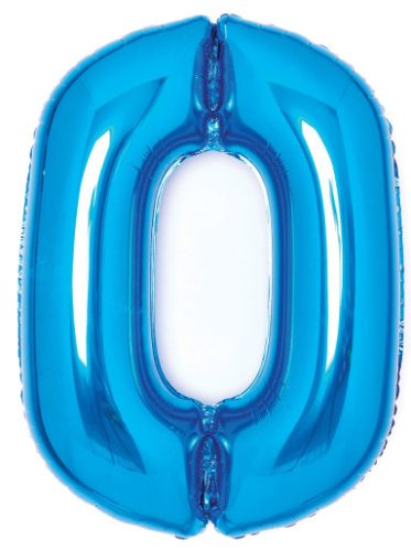 blue, Blue number 0 foil balloon 66 cm