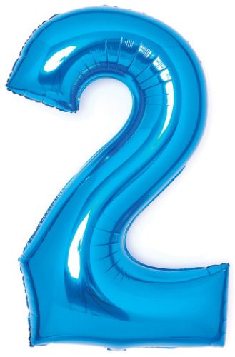 blue, Blue number 2 foil balloon 66 cm