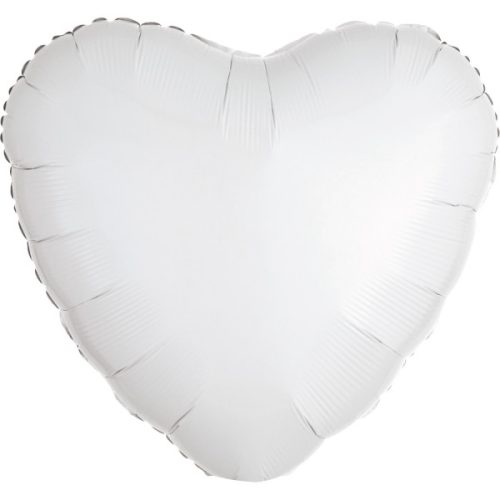 Metallic White Heart foil balloon 43 cm