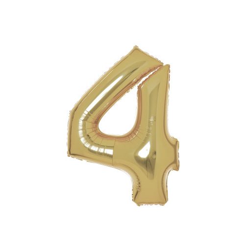 Number White Gold Gold Number 4 Foil Balloon 93 cm