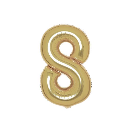 Number White Gold Gold Number 8 Foil Balloon 86 cm