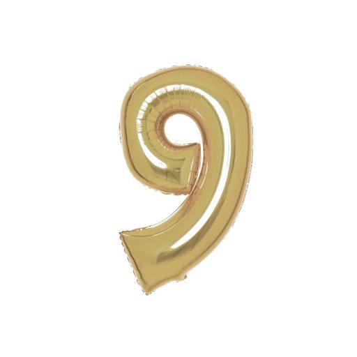 Number White Gold Gold number 9 foil balloon 91 cm