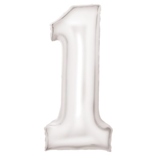 Lustre White, White number 1 foil balloon 86 cm