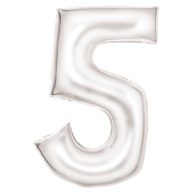 Number Lustre White, White Number 5 Foil Balloon 86 cm