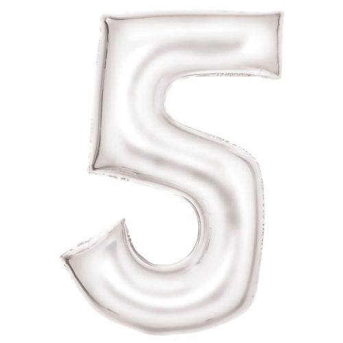 Lustre White, White Number 5 foil balloon 86 cm