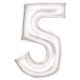 Number Lustre White, White Number 5 Foil Balloon 86 cm