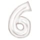 Lustre White, White Number 6 foil balloon 86 cm