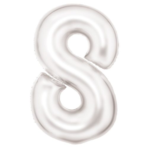 Lustre White, White Number 8 foil balloon 86 cm