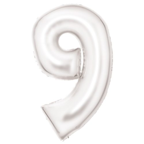 Lustre White, White Number 9 foil balloon 86 cm