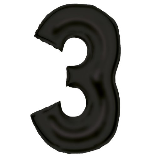 Lustre Black, Black Number 3 foil balloon 86 cm