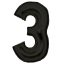 Number Lustre Black, Black Foil Balloon Number 3, 86 cm