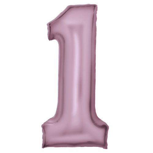 Lustre Pastel Pink, Pink number 1 foil balloon 86 cm