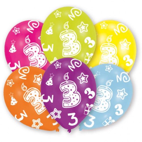 Happy Birthday 3 Foil Balloon (6 pieces)