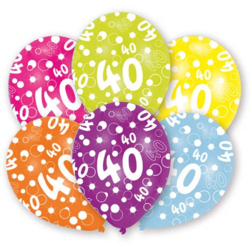 Happy Birthday 40 Colorful air-balloon, balloon 6 pcs 11 inch (27,5cm)