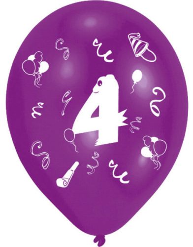 Happy Birthday 4 Ribbon air-balloon, balloon 8 pcs 10 inch (25,4cm)