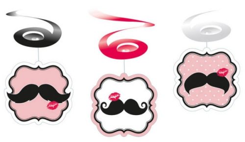 Mustache ribbon decoration 6 pcs set