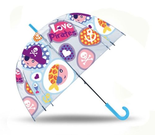 Pirate Love kids transparent semi-automatic umbrella Ø70 cm