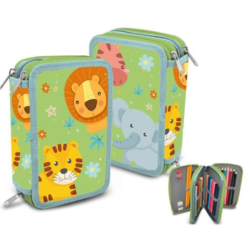 Animals Jungle filled 3-level pencil case
