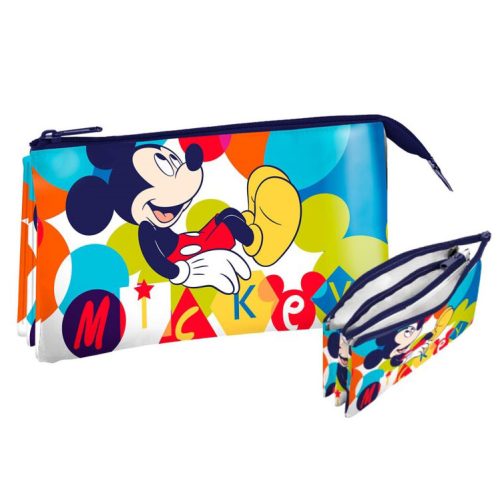 Disney Mickey Kids' Toiletry Bag, Pencil Case with 3 Compartments 