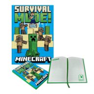 Minecraft Fight A/5 lined notebook with built-in clock