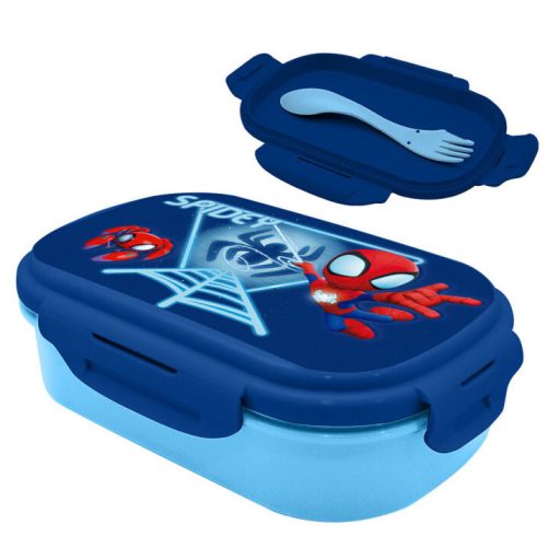 Spiderman Blue Web sandwich box + cutlery set