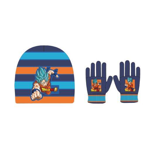 Dragon Ball Saiyan Blue kids hat and gloves set
