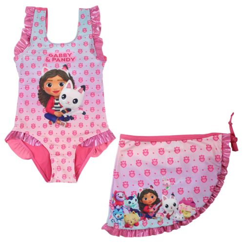 Gabby's Dollhouse Pandy children's swimsuit and sarong set 3-8 years