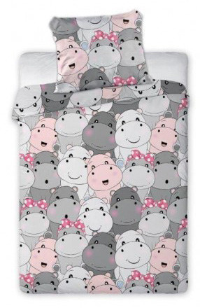 Hippo Kids Bed Linen 100x135cm, 40x60 cm