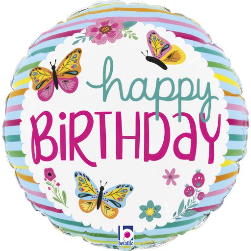 Happy Birthday Butterflies Happy Birthday mini foil balloon 19 cm (WP)