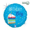 Happy Birthday Cake Boy Holo Happy Birthday foil balloon 46 cm