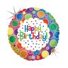 Happy Birthday Rainbow Dots Holo Happy Birthday foil balloon 46 cm
