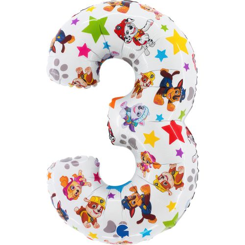 Paw Patrol Star Number 3 foil balloon 66 cm
