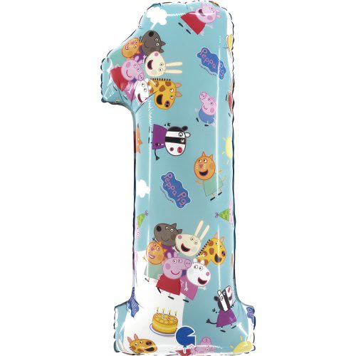 Peppa Pig Blue Number 1 Foil Balloon 66 cm