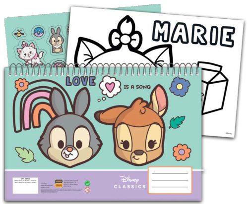 Disney Animals Love A/4 Spiral Sketchbook with 40 Sheets and Stickers