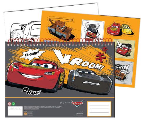 Disney Cars Vroom A/4 spiral sketchbook with 40 pages and stickers