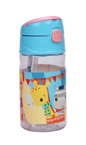 Kids Plastic Water Bottle With Pop Up Straw And Strap, 500ml